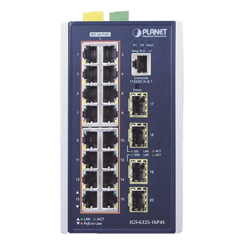 Switch Industrial Capa 3, 16 Puertos 10/100/1000T 802.3 AT POE +, 4 Puertos 1G / 2.5G SFP