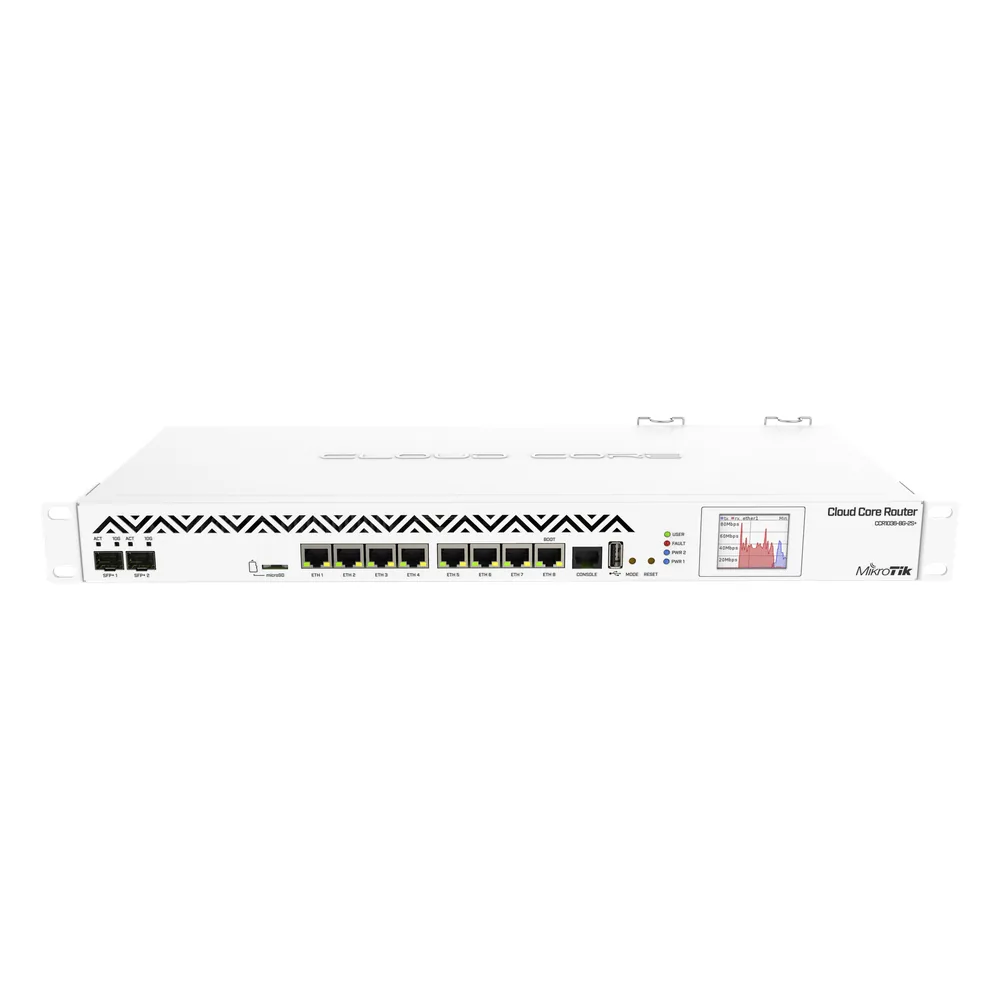 CoreCloud Router Mikrotik, CPU 36 Núcleos, 8 puertos Gigabit, 2 puertos SFP+