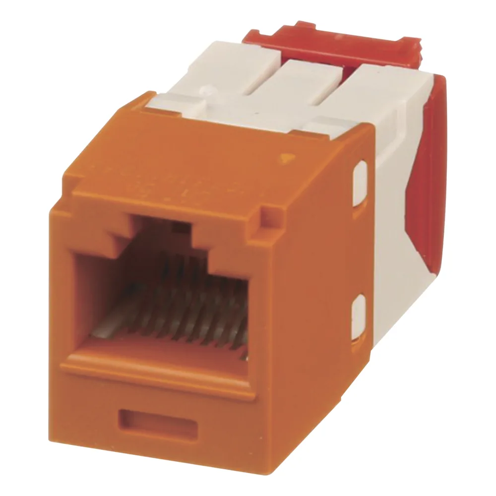 Conector Jack RJ45 Estilo TG, Mini-Com, Categoría 5e, de 8 Posiciones y 8 Cables, Color Naranja