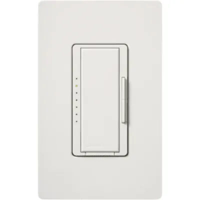 Atenuador de pared PRO LED+ con fase seleccionable y neutro opcional, 250 W LED/CFL o 500 W incandescente/halógeno/ELV, 120 V, para RadioRA 2 y RA2 Select, acabado Satin Snow