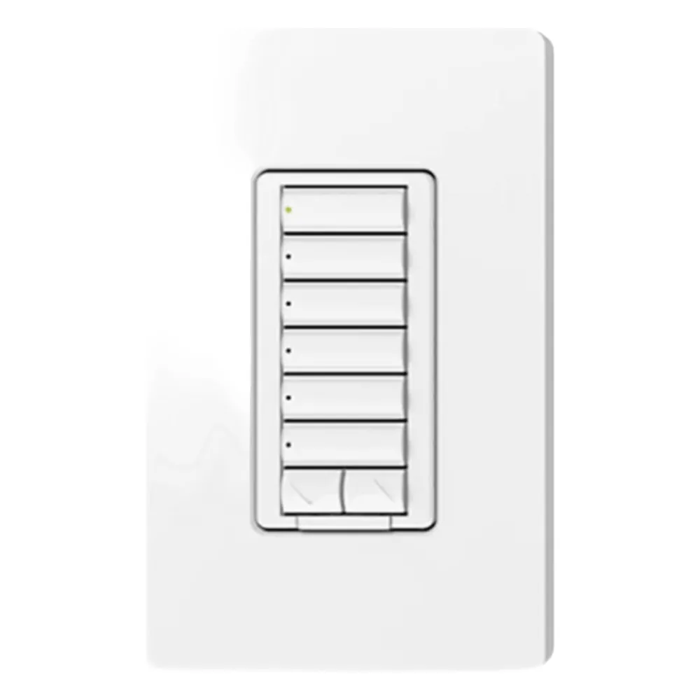 Botonera de pared seeTouch de 6 botones con subir y bajar para sistema RadioRA 2, retroiluminada, con grabado personalizado, 120 V con neutro, color taupe