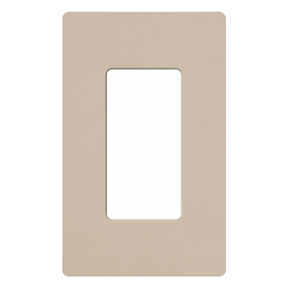Placa de pared de 1 espacio sin tornillos visibles, acabado satinado color taupe, para atenuadores, apagadores y controles Lutron de estilo Designer