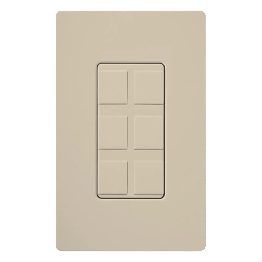 Marco de 6 puertos para conectores snap-in de red, teléfono, fibra o coaxial, acabado satinado color Taupe, línea Satin Colors; la placa de pared se vende por separado