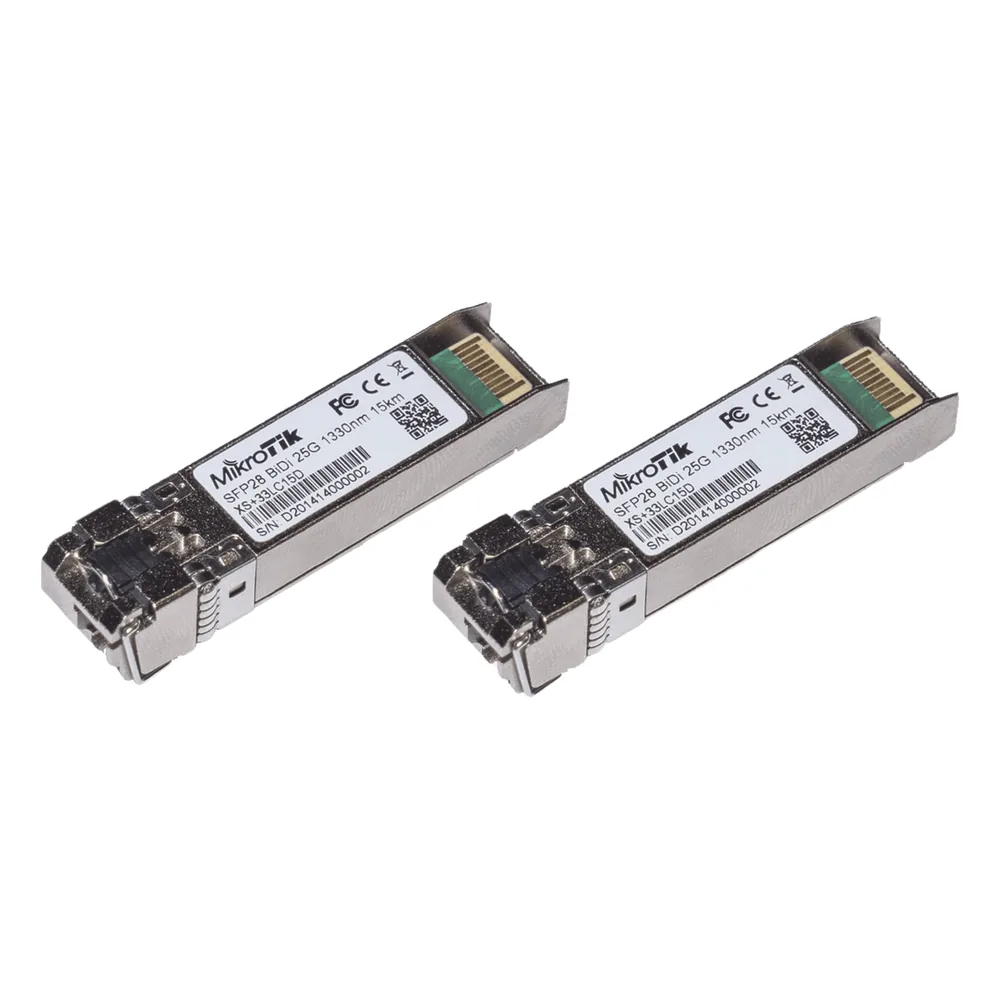 Kit de dos módulos GBIC 1.25G SFP, 10G SFP+ y 25G SFP28. 15 km, 1270nm + 1330nm.