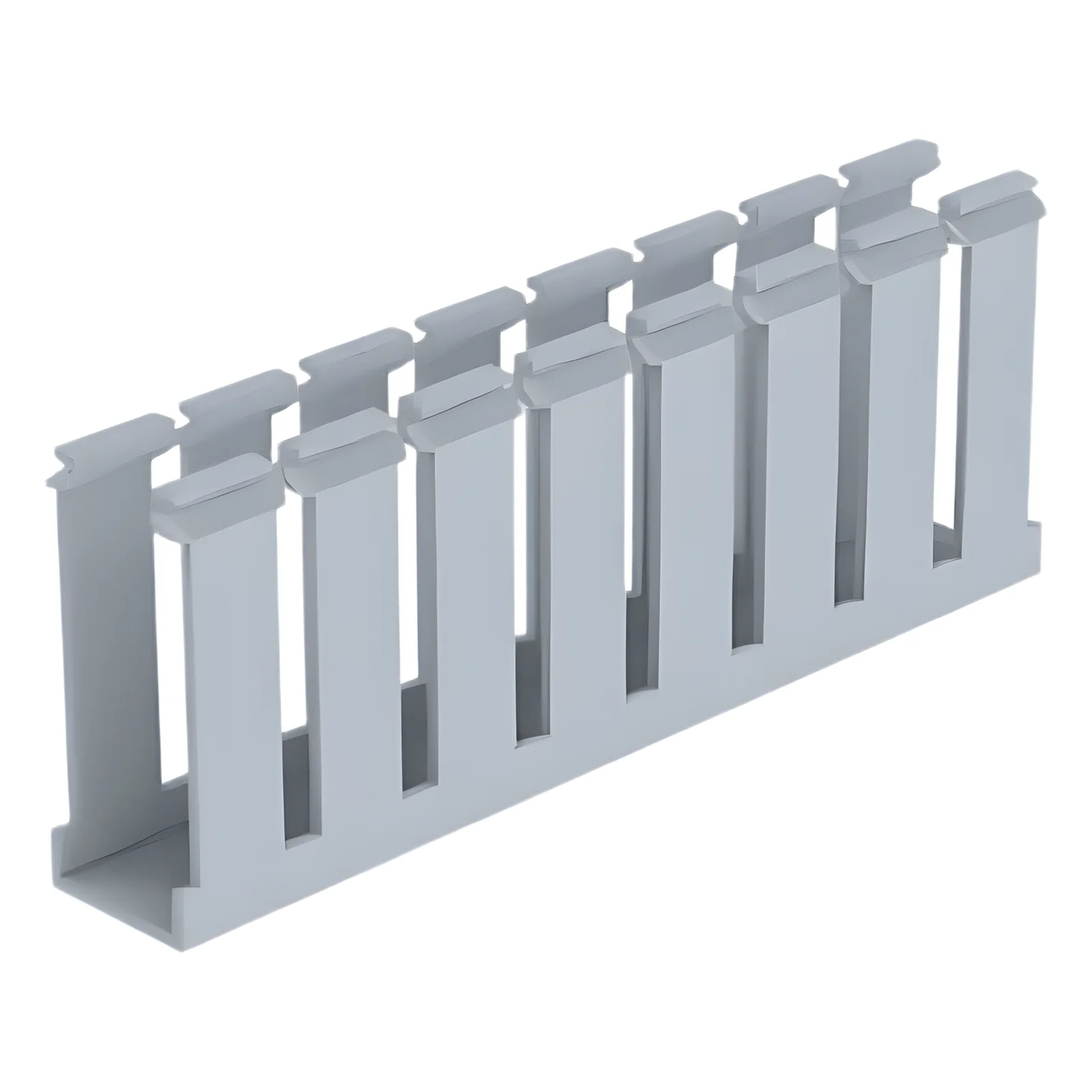 Canaleta Ranurada de PVC sin Tapa, Tipo G, 1.25 in de Ancho, 3.12 in de Alto y 1800 mm de Largo, Color Gris
