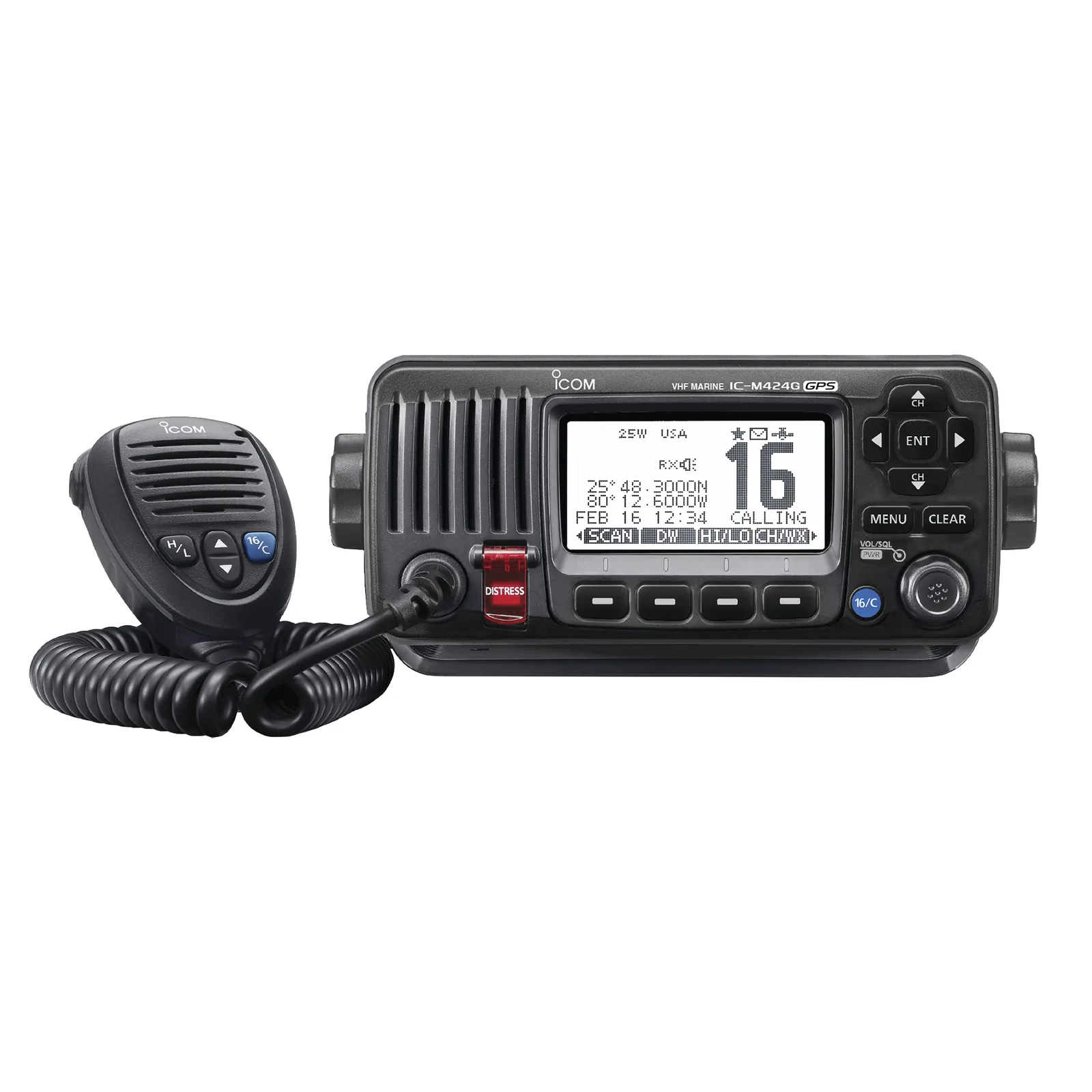Radio VHF Móvil Marino, Función de cancelación de ruido, GPS interconstruido, Salida de potencia de 10W, Bocina Manual, Elimina Residuos de Agua de la Bocina, IPX7 Sumergible, Color Negro.