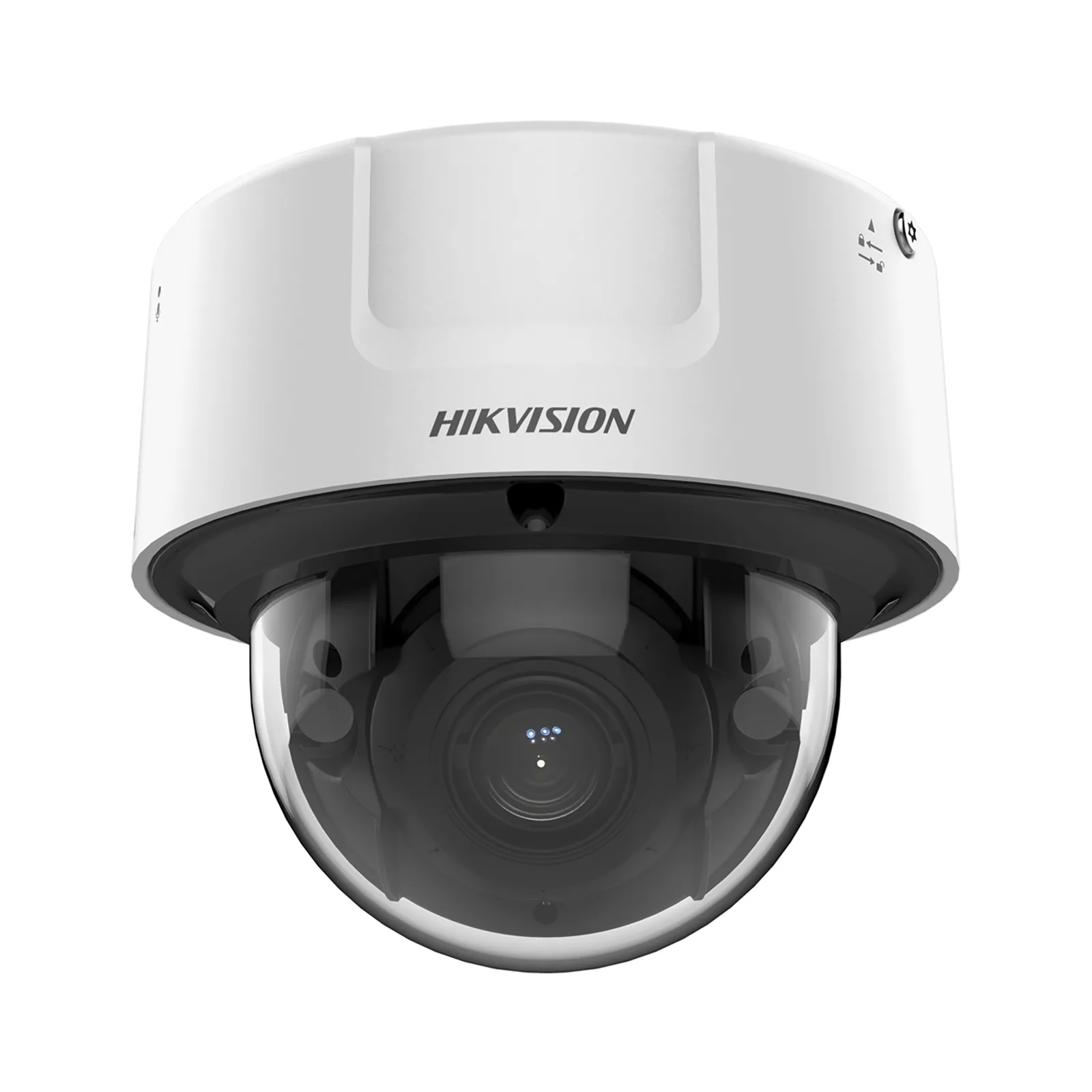 Domo IP 8 Megapixel / Lente Mot. 8 a 32 mm / DARKFIGHTER / WDR 120 dB / IK10 / IR 30 mts / Conteo Facial / Detección Facial / Interior / PoE / Búsqueda por Atributos / Micrófono Integrado / MicroSD