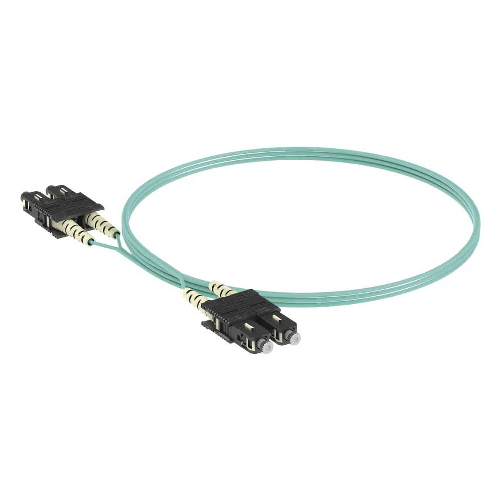 Jumper de Fibra Óptica Multimodo 50/125 OM4, SC-SC Duplex, OFNR (Riser), Color Aqua, 3 Metros (9.84 Pies)