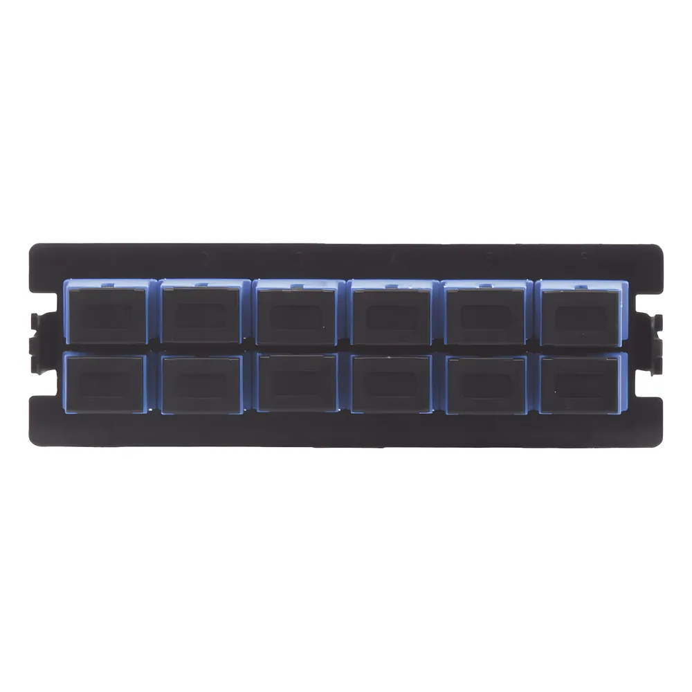 Placa Acopladora para Distribuidor de Fibra Óptica LP-ODF-8024, Incluye 12 Acopladores SC Simplex para Fibra Monomodo (12 Fibras)