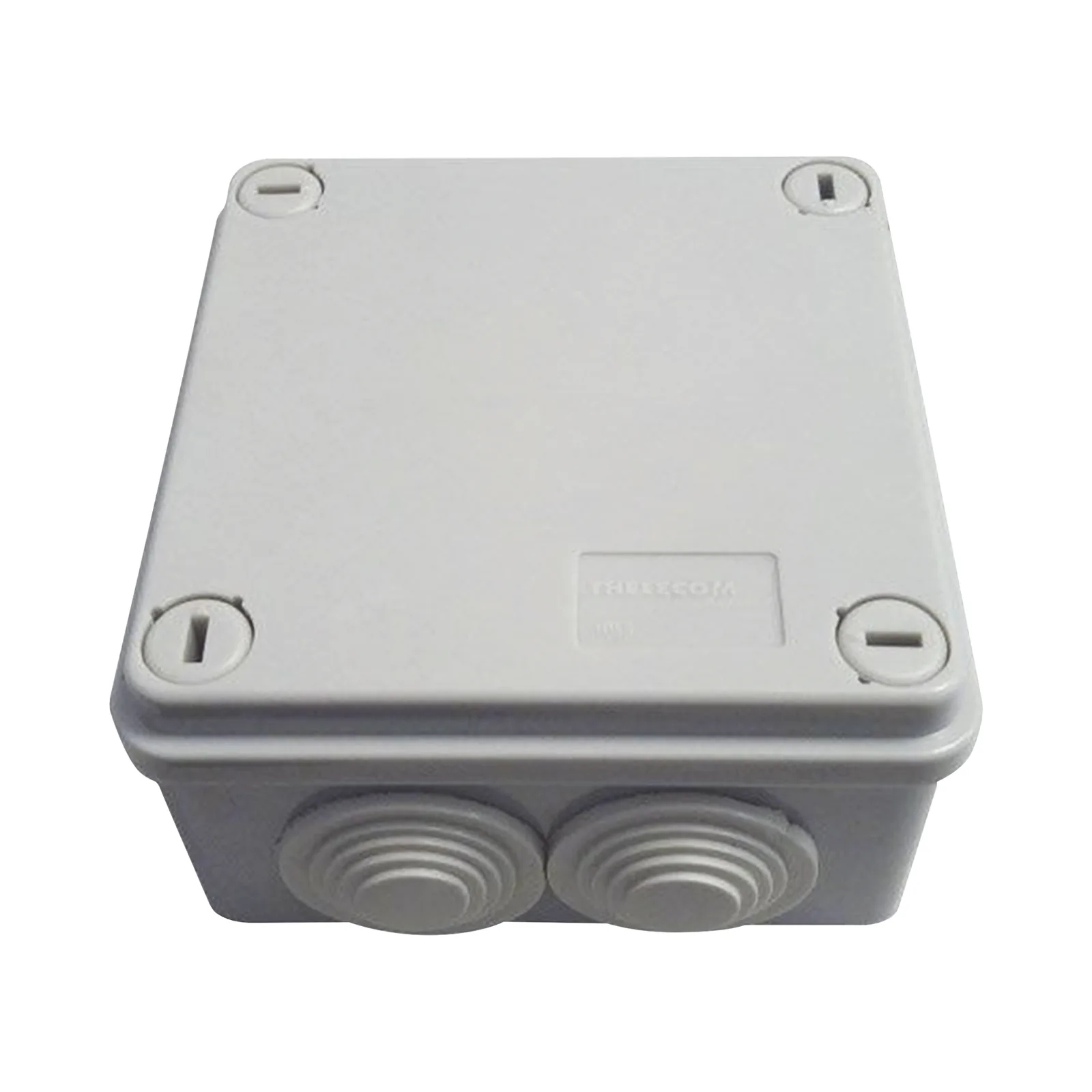 Caja Tipo Estanca IP55, con 6 Entradas, Tapa y Tornillo de Vuelta de 1/4, 100 x 100 x 50 mm (3.94 x 3.94 x 1.97 Pulgadas), Color Gris
