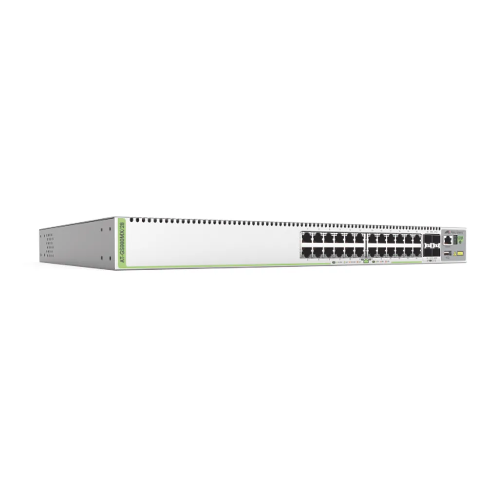 (GS980MX/28) Switch Stack L3, 24 puertos 10/100/1000-T, 4 Puertos SFP+ 10G, Fuente de poder fija