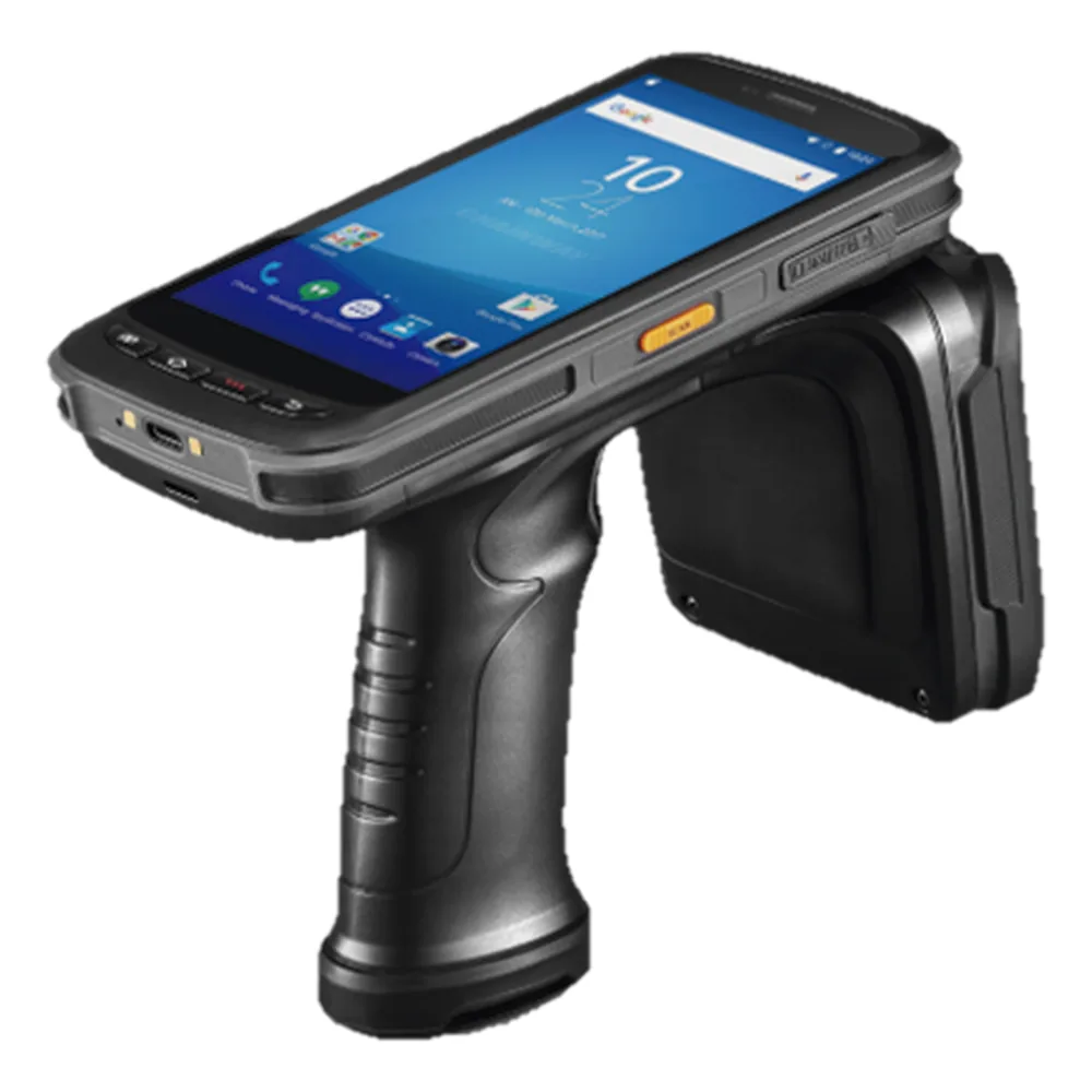 LECTOR RFID PORTATIL CON LECTURA DE LARGA DISTANCIA, IP65 UHF. CONTIENE BASE DE CARGA