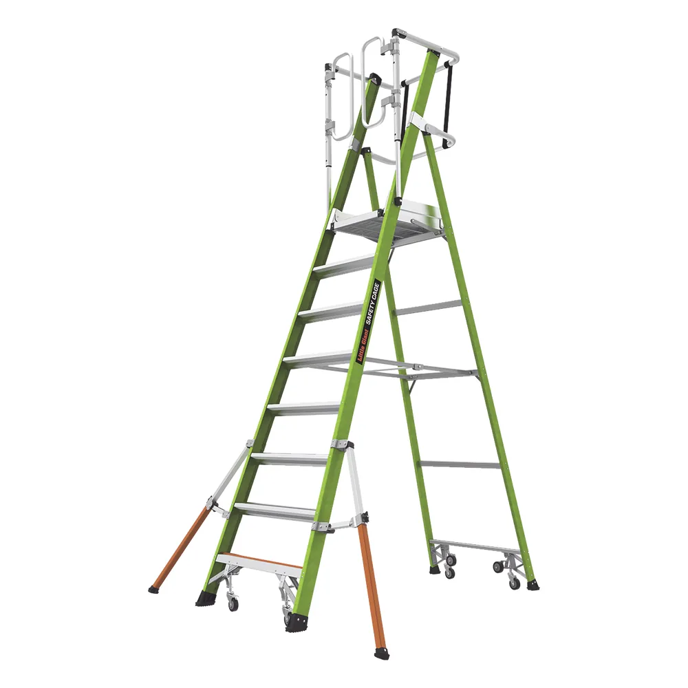 Escalera Fija de 8' (2.4m) de Fibra de Vidrio con Jaula y Peldaños de Aluminio. (SKU:19708-146).