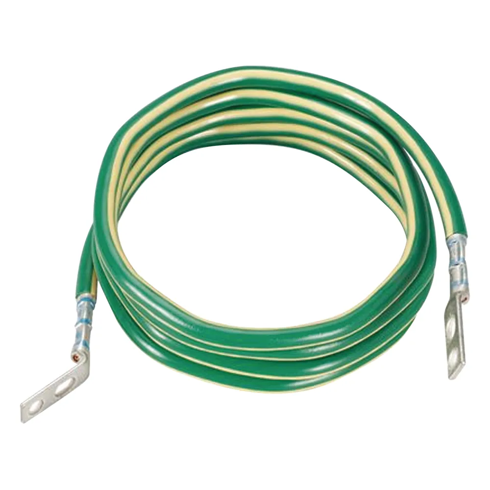 Jumper para Aterrizar Equipos, 6 AWG, con Terminal Doblada a 45 Grados y Terminal Recta, Para Conexión a Tierra y Terminal Recta Para Equipos, 1.8m de Largo