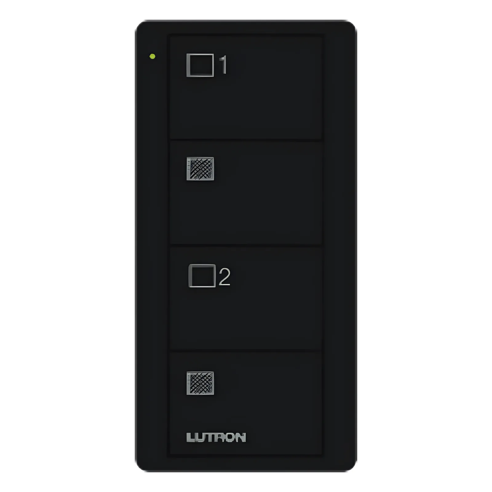 Control remoto inalámbrico Pico de 4 botones para dos grupos de persianas o cortinas, color negro brillante, compatible con Caseta Wireless, RA2 Select y RadioRA 2 y 3