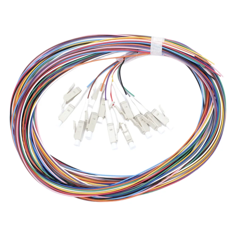 Kit de 12 Pigtails LC Multimodo OM3 50/125, conectores beige, 2 metros