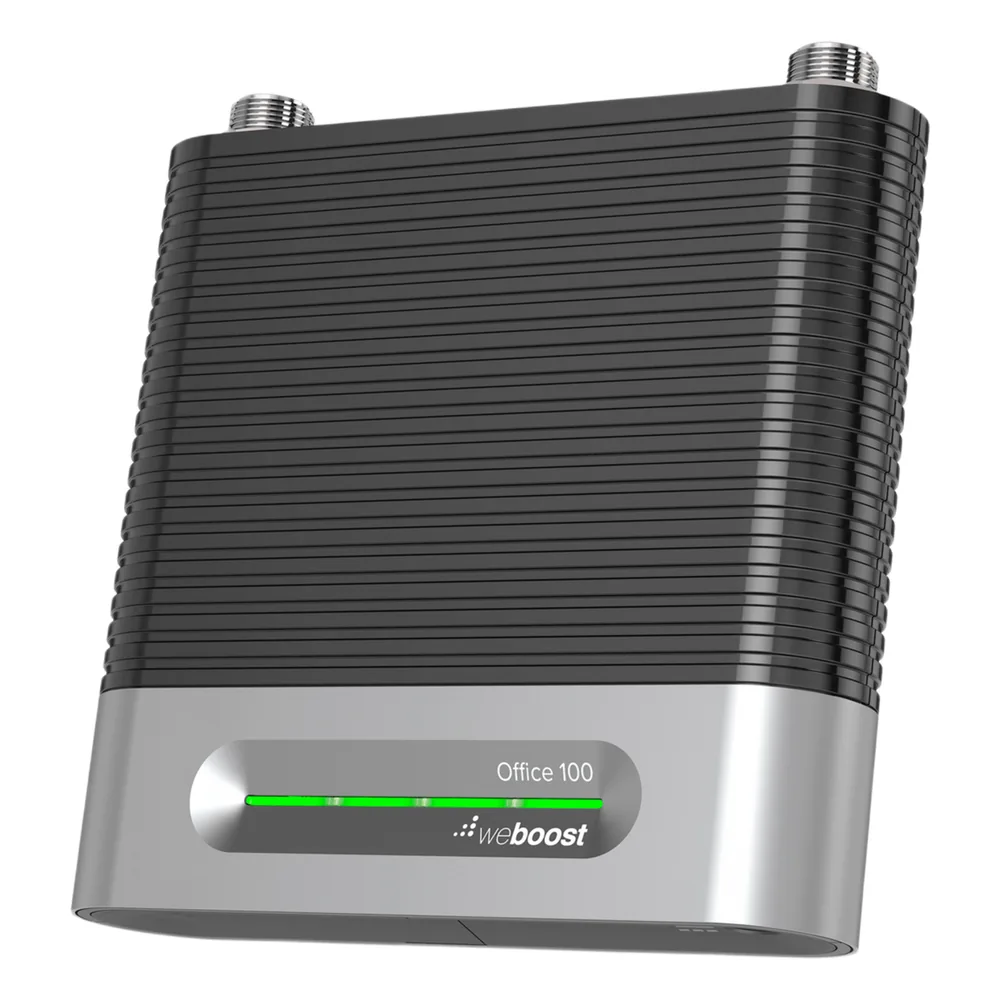 Amplificador Office 100 para 4G, 3G, 2G y llamada VoLTE y convencional. Especial para personalizarlo con antenas, cables y accesorios de acuerdo al requerimiento de la instalación. Puede cubrir áreas de hasta 3000 Metros Cuadrados