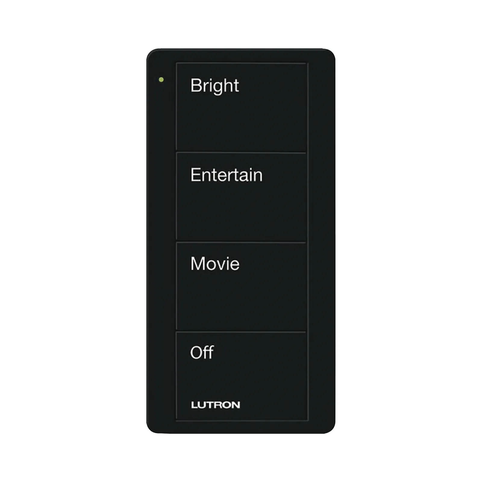 Control inalámbrico Pico de 4 botones para escenas, grabado de fábrica, pila CR2032 de hasta 10 años, negro brillante, compatible con Caseta Wireless, RadioRA 2 y 3