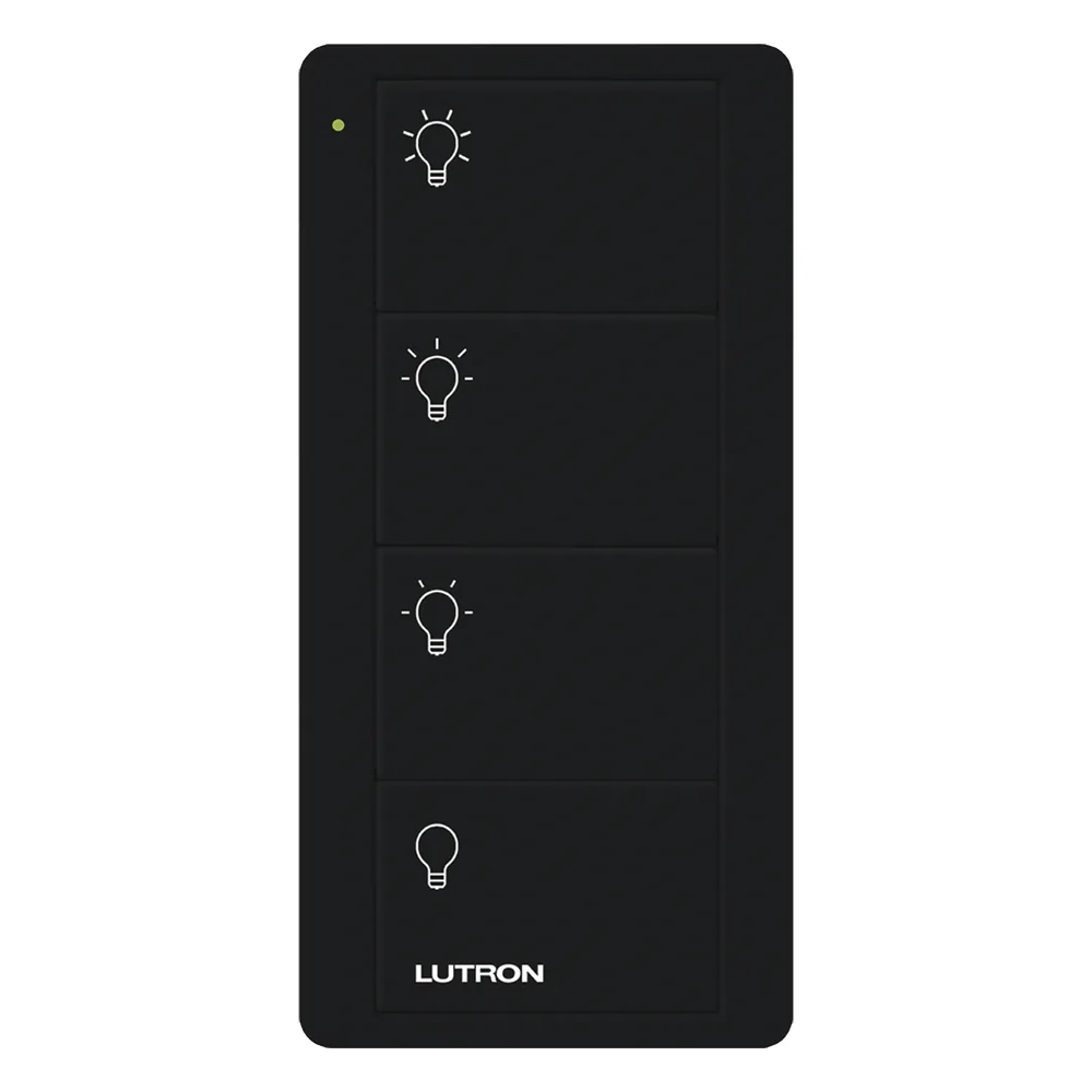 Control Pico inalámbrico de 4 botones para escenas de iluminación (3 escenas y apagado), color negro, empaque PRO para Caseta Wireless