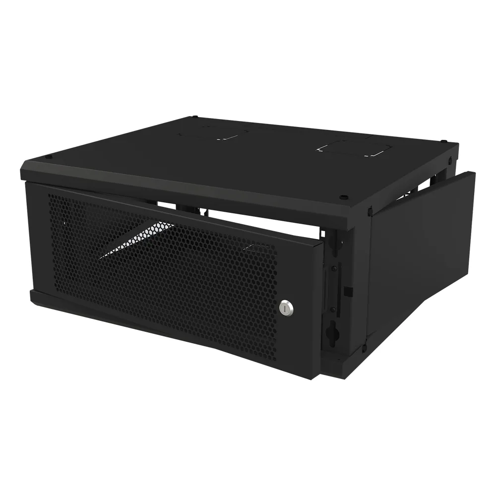 Gabinete de Pared Fijo, Con 4 Unidades de Rack, de 19 in, Fabricado en Acero, Puerta Perforada.