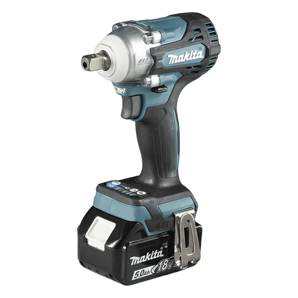 Llave de Impacto BL de 1/2", 18 V 5.0 Ah LXT, Máximo Apriete 330 Nm. Incluye 2 Baterías de 5.0 Ah, Cargador Rápido 18 V LTX y Maletín Makpac.