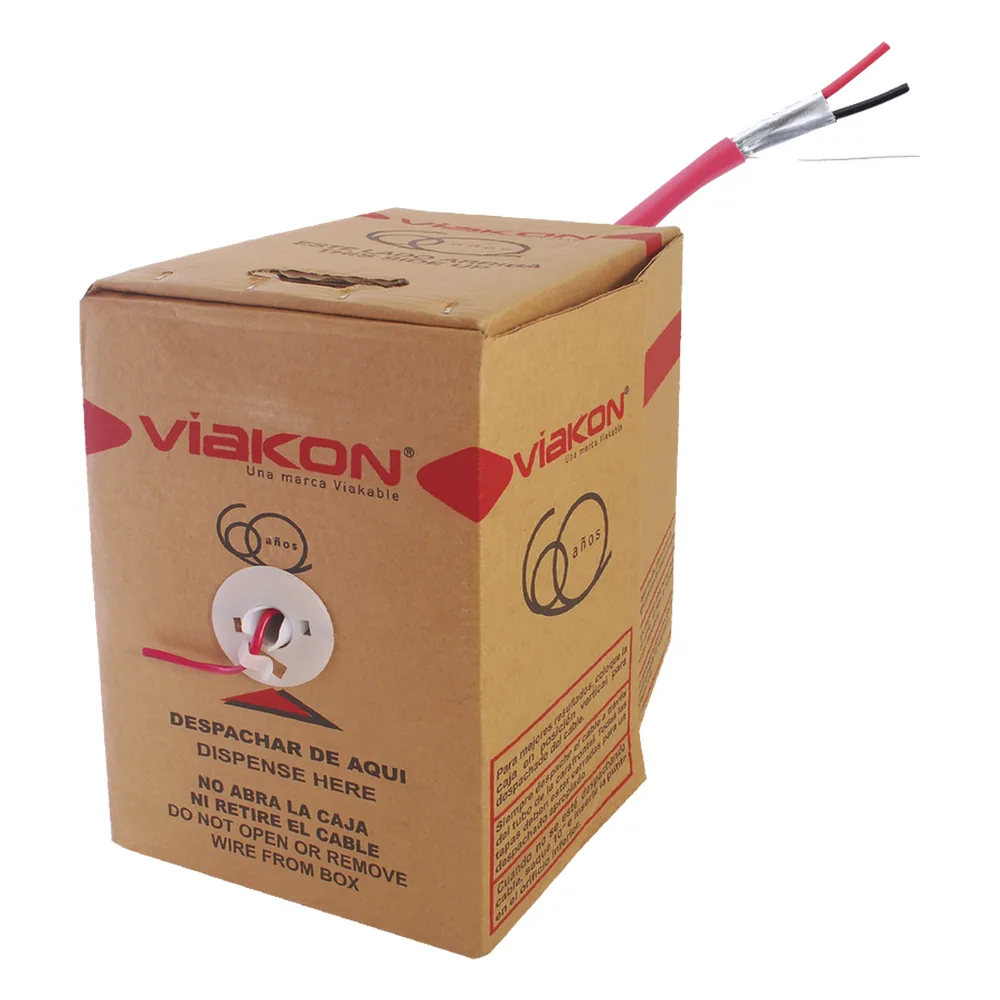 Bobina de 305 metros/ Alambre / 2 x 12 AWG / BLINDADO / Color Rojo / FPLR / Para aplicaciones en sistemas de detección contra Incendios / Hecho en México
