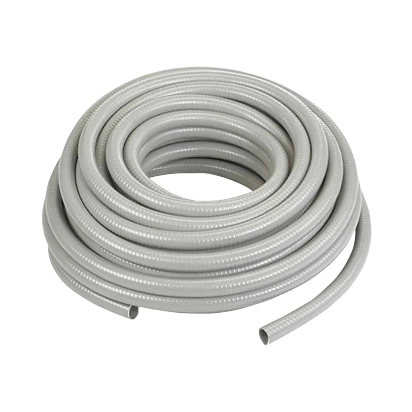 Manguera hermética flexible tipo PolyTuff no metálica, gris de 1/2", 100 pies. Uso comercial/industrial.