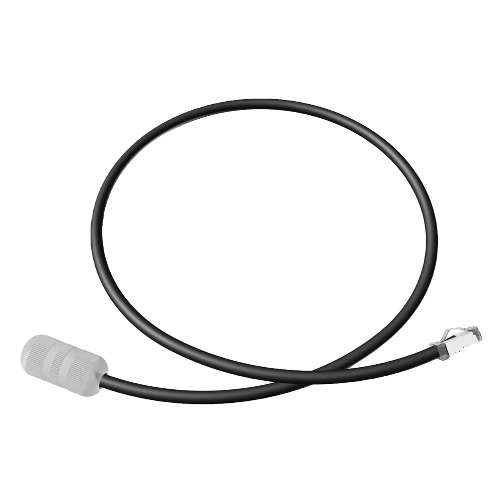 Cable de Conexión en Campo Jack a Plug RJ45 de Uso Exterior, Categoría 6A, Blindado (S/FTP), 1 Metro, Color Negro