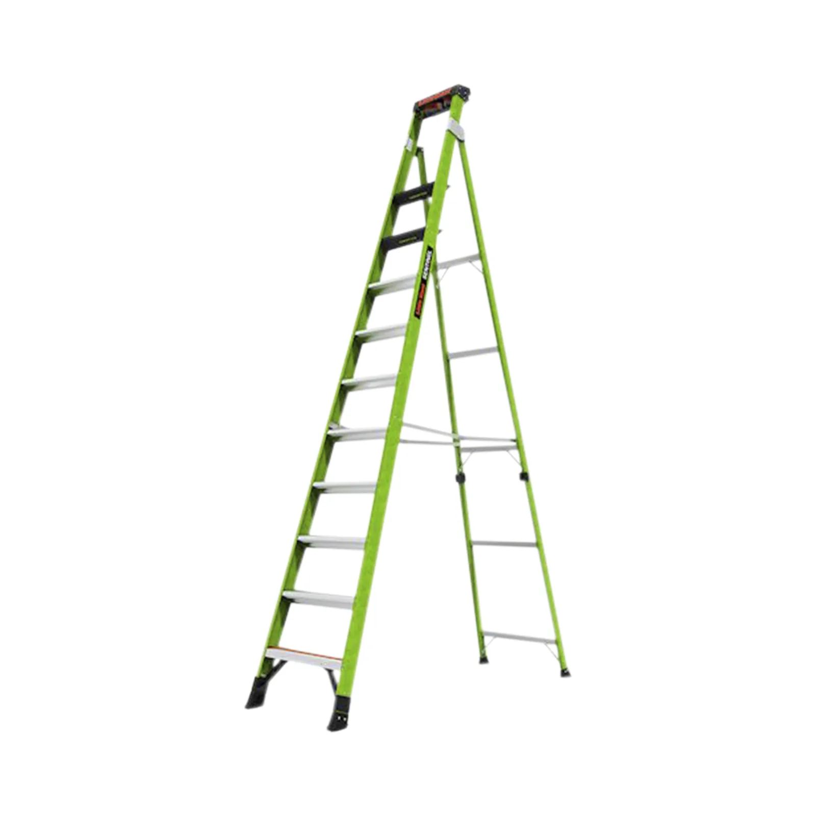 Escalera de 3.65 m Capacidad máxima de 170 Kg, inclinada, de fibra de vidrio con almohadilla de pared giratoria.