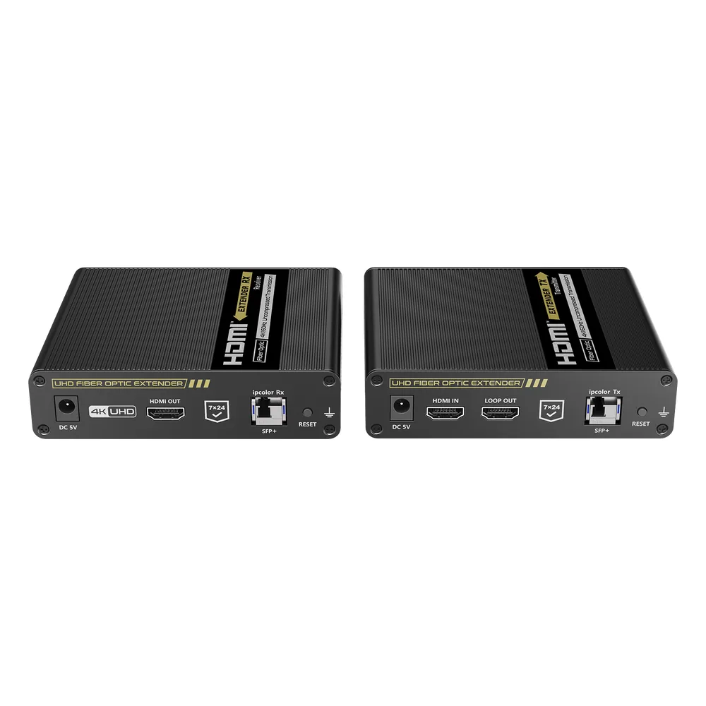 Kit Extensor HDMI por FIBRA ÓPTICA 10G a 40 Km | Resolución 4K@60Hz | Monomodo (SMF) | IPCOLOR PIXEL | Cero Latencia | Sin Comprimir | S/PDIF / ARC / RS-232 | Salida Loop | Transceptores Ópticos (GBIC) Incluidos | IR bidireccional.