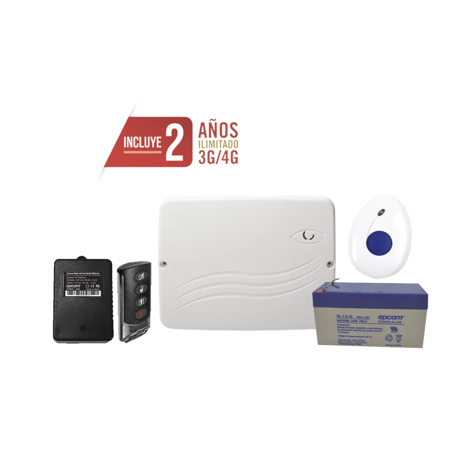 Kit de Panel de Alarma Híbrido 4G LTE con botón de Pánico y Detección de Caídas Inalámbrico, Incluye SIM con 2 años de Datos y APP Gratis