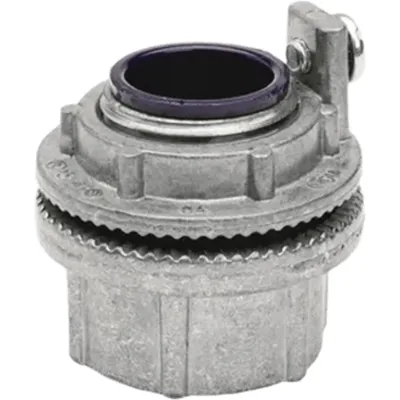 Conector Meyers de Aluminio de 2" con tornillo de puesta a tierra, disponible para Áreas Peligrosas Clase 1 División 2 de acuerdo con NEC 501.10, NEMA 3, 3R,4, 12.