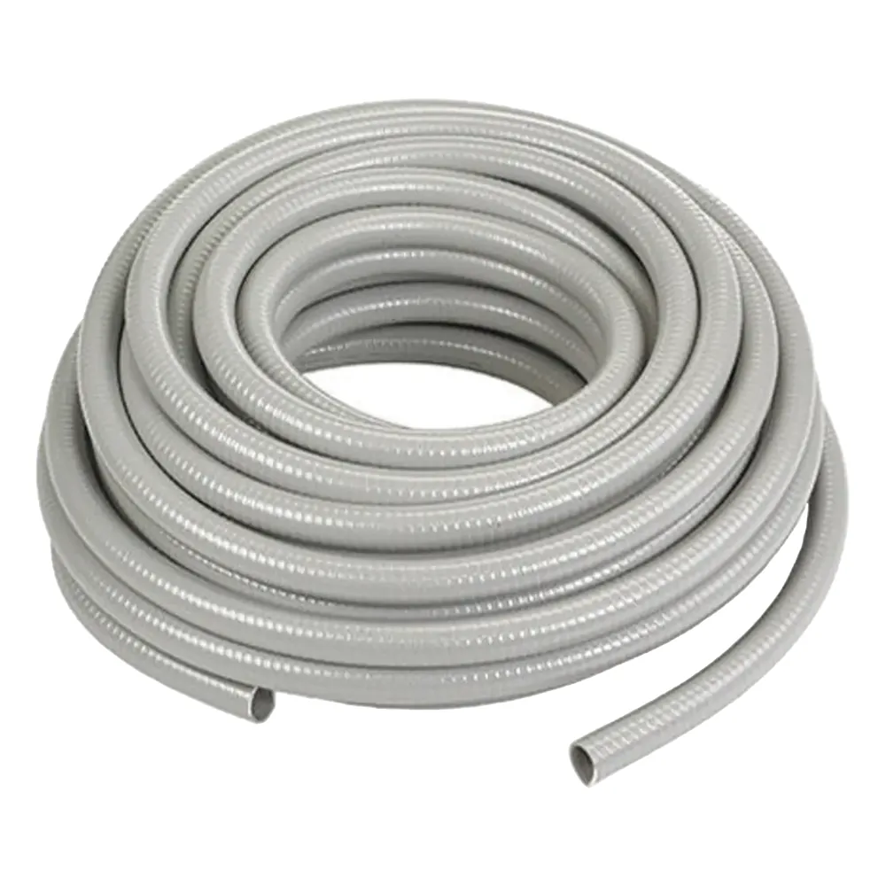 Manguera hermética tipo PolyTuff no metálica, gris de 3/8"/ 100 Pies / Aprobada para uso subterráneo y exteriores.