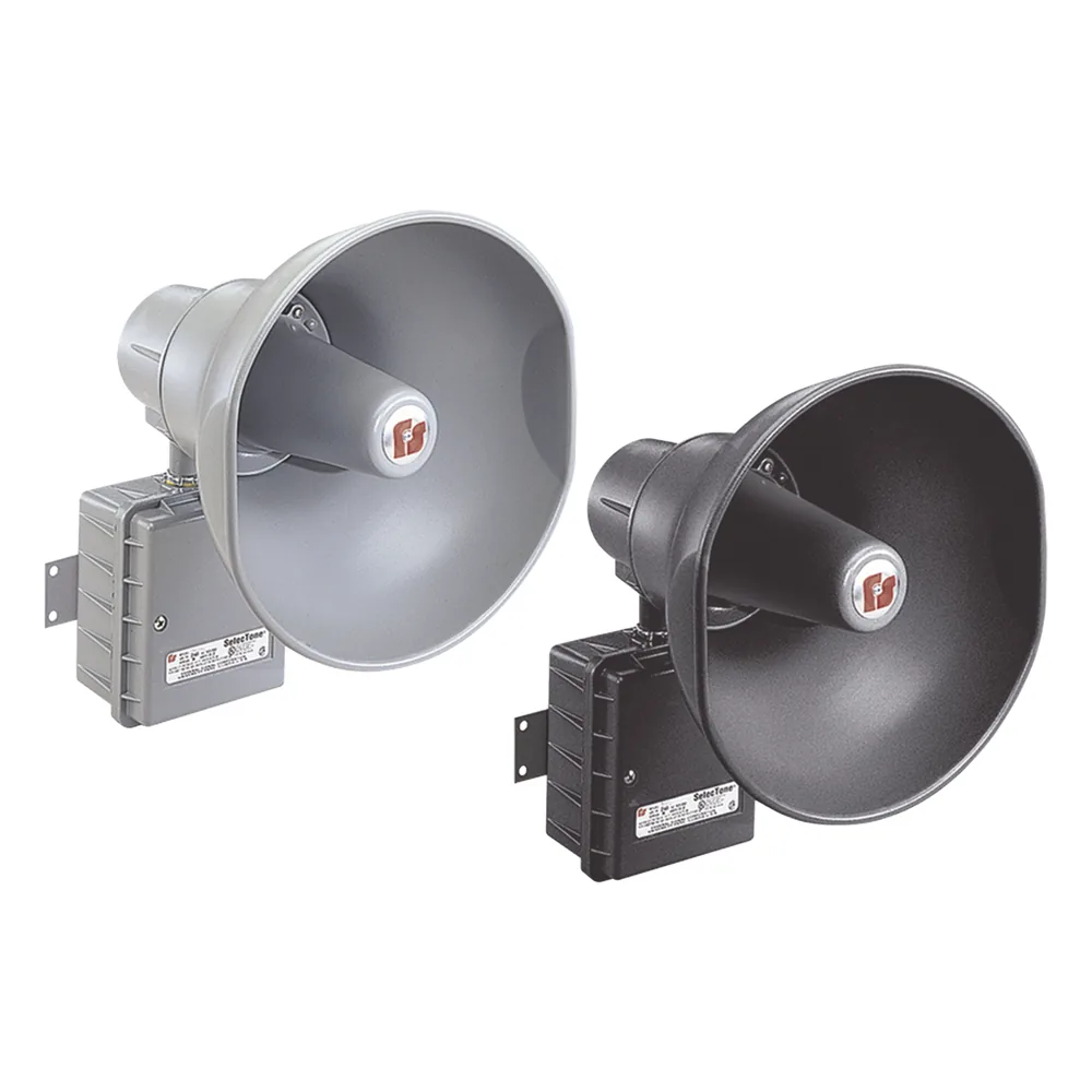 302GCX SelecTone® 30W Altavoz amplificado para zonas peligrosas, Listado por UL y cUL para Clase I, División 2, Grupos A, B, C y D; Clase II, División 2, Grupos F y G; Clase III, División 2, Grupos F y G; Clase III, 24 VCD color N