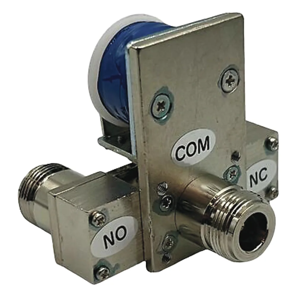 Relevador Coaxial para Antena SPDT, 10-14 Vcc (12 Vcc Nom.), 160 mA, 250 Watt a 1 GHz.