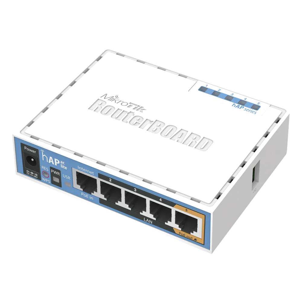 (hAP ac lite) 5 Puertos Fast Ethernet, WiFi Doble Banda 802.11ac
