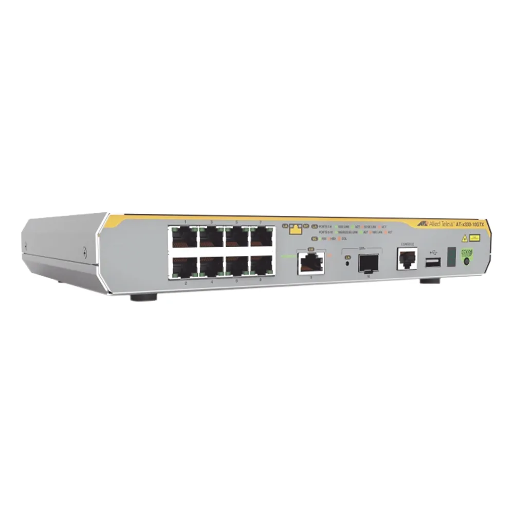 Switch L3, 8x 10/100/1000 Mbps RJ45, 1x 1/2.5/5/10G, 1x SFP+ 10G, sin ventilador