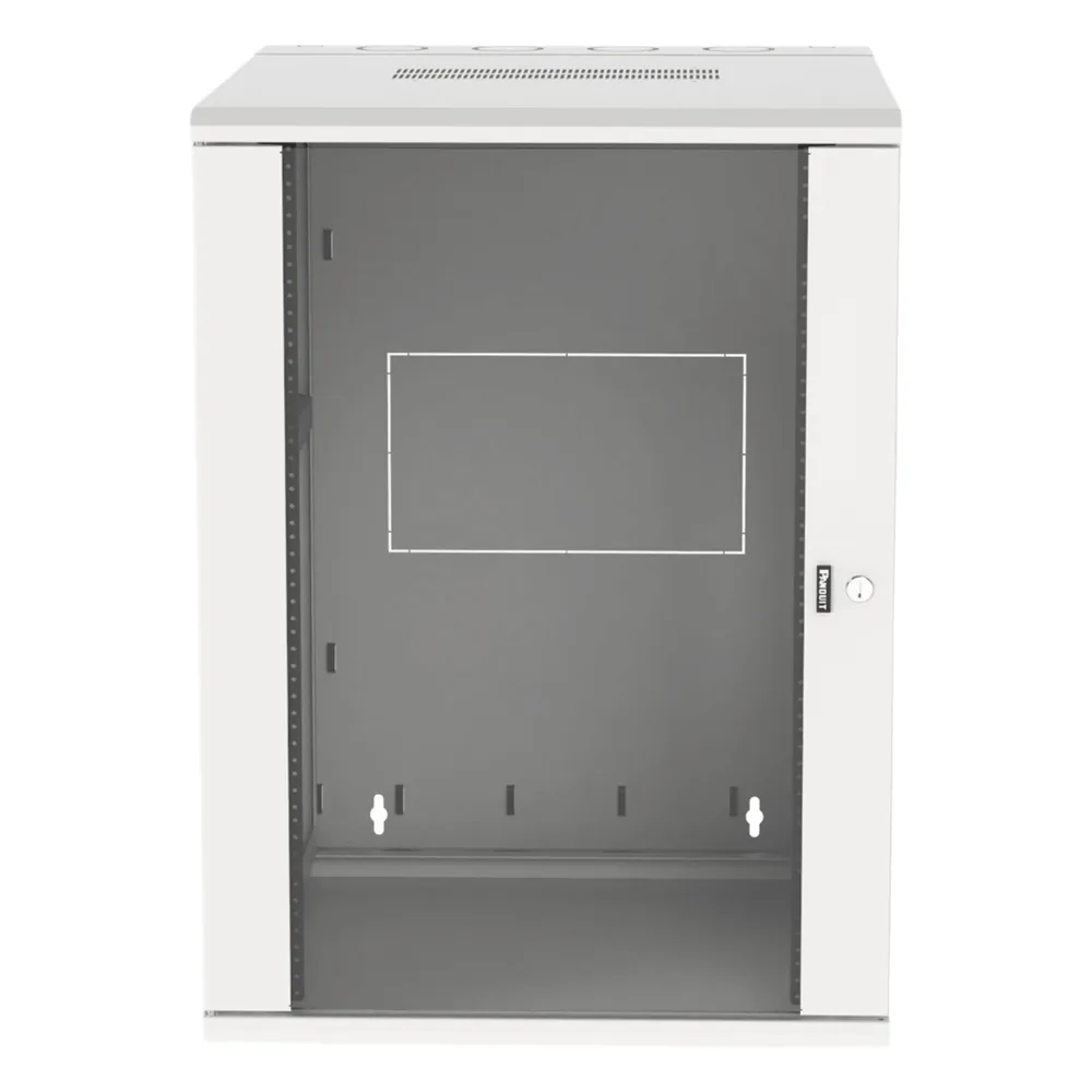 Gabinete PanZone de Montaje en Pared, de 19in, Puerta con Ventana de Seguridad, 18 UR, 762mm de Profundidad, Color Blanco