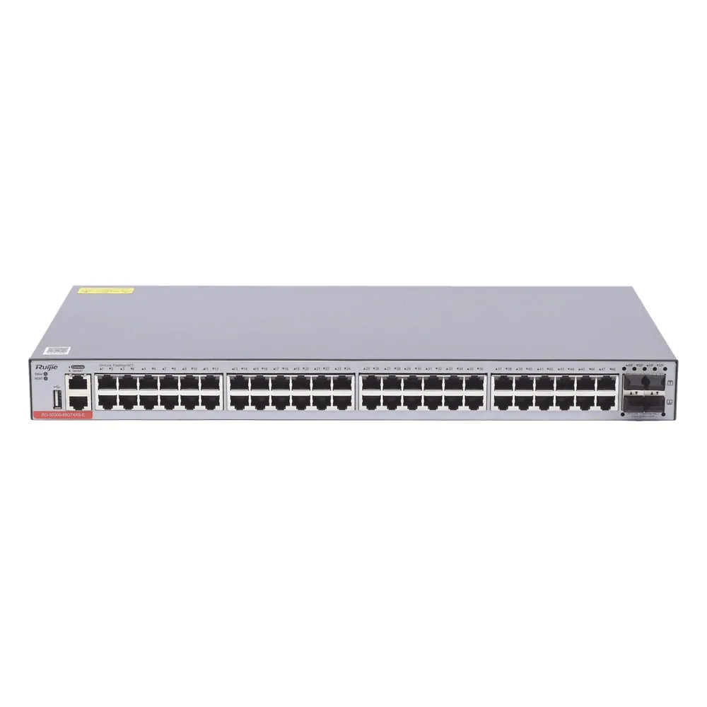 Switch Administrable Capa 3 con 48 puertos Gigabit + 4 SFP+ para fibra 10Gb, gestión gratuita desde la nube.