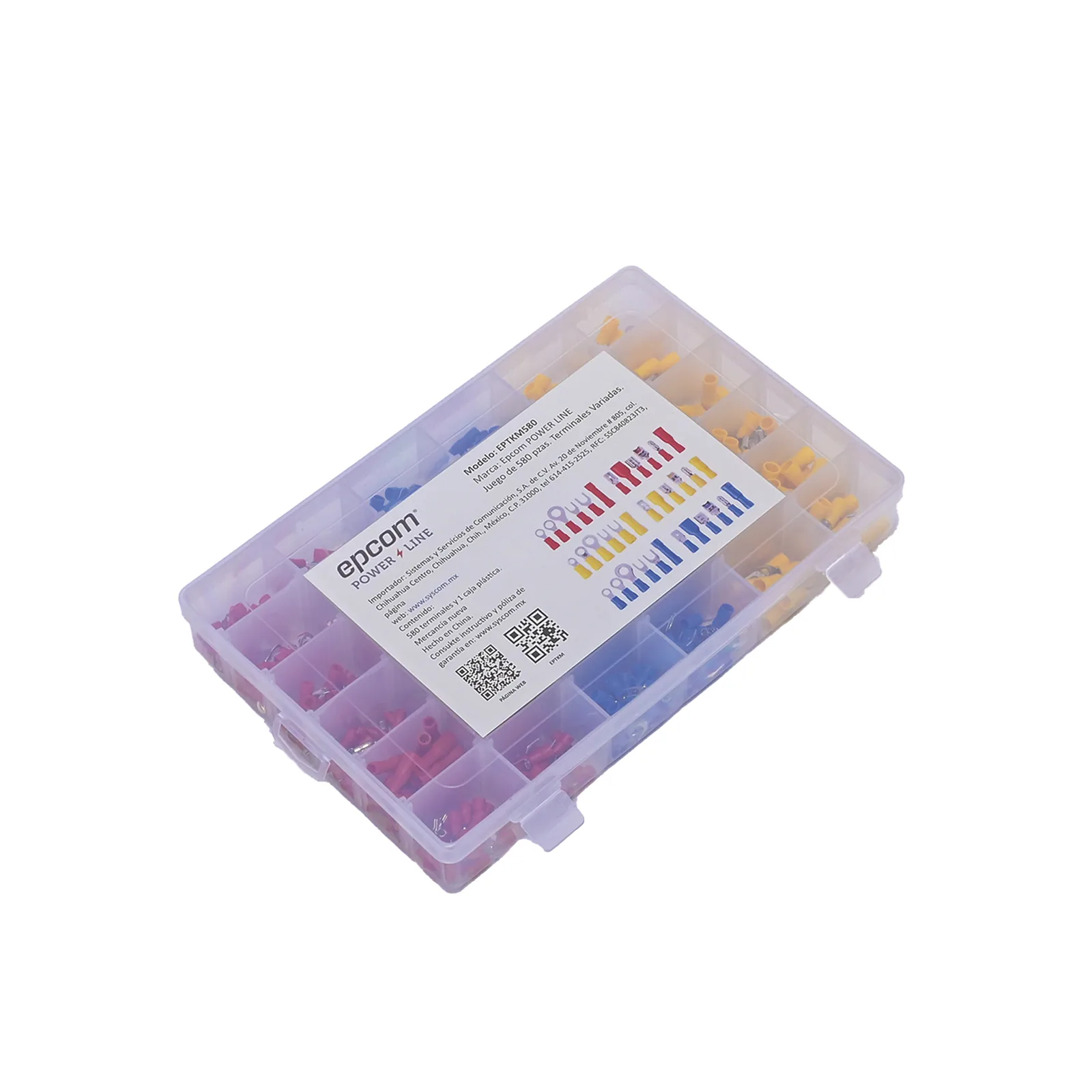 Juego de 580 pzas. Terminales Variadas con Forro y Caja de Almacenamiento.