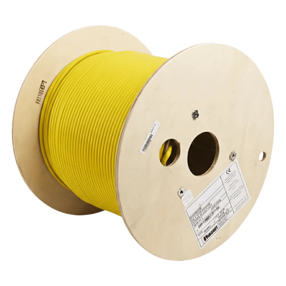 Bobina de Cable Blindado F/UTP de 4 Pares, Cat6A, Soporte de Aplicaciones 10GBase-T, LSZH (Libre de Gases Tóxicos), Color Amarillo, 305 Metros (1000 Pies)