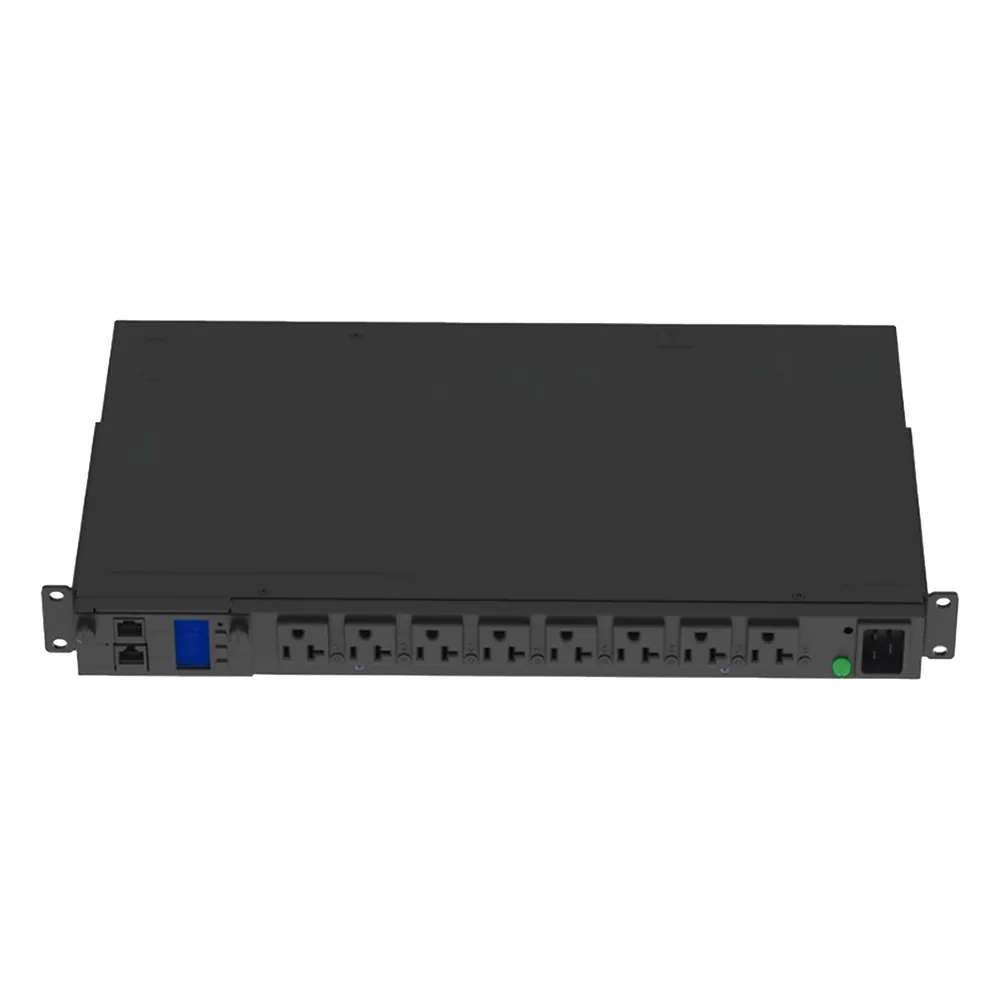 PDU Switchable y Monitoreable por Toma (MS) para Distribución de Energía, Enchufe de Entrada NEMA L5-20P, Con 8 Salidas 5-20R, Horizontal 19in, 120 Vca, 15 Amp, 1UR