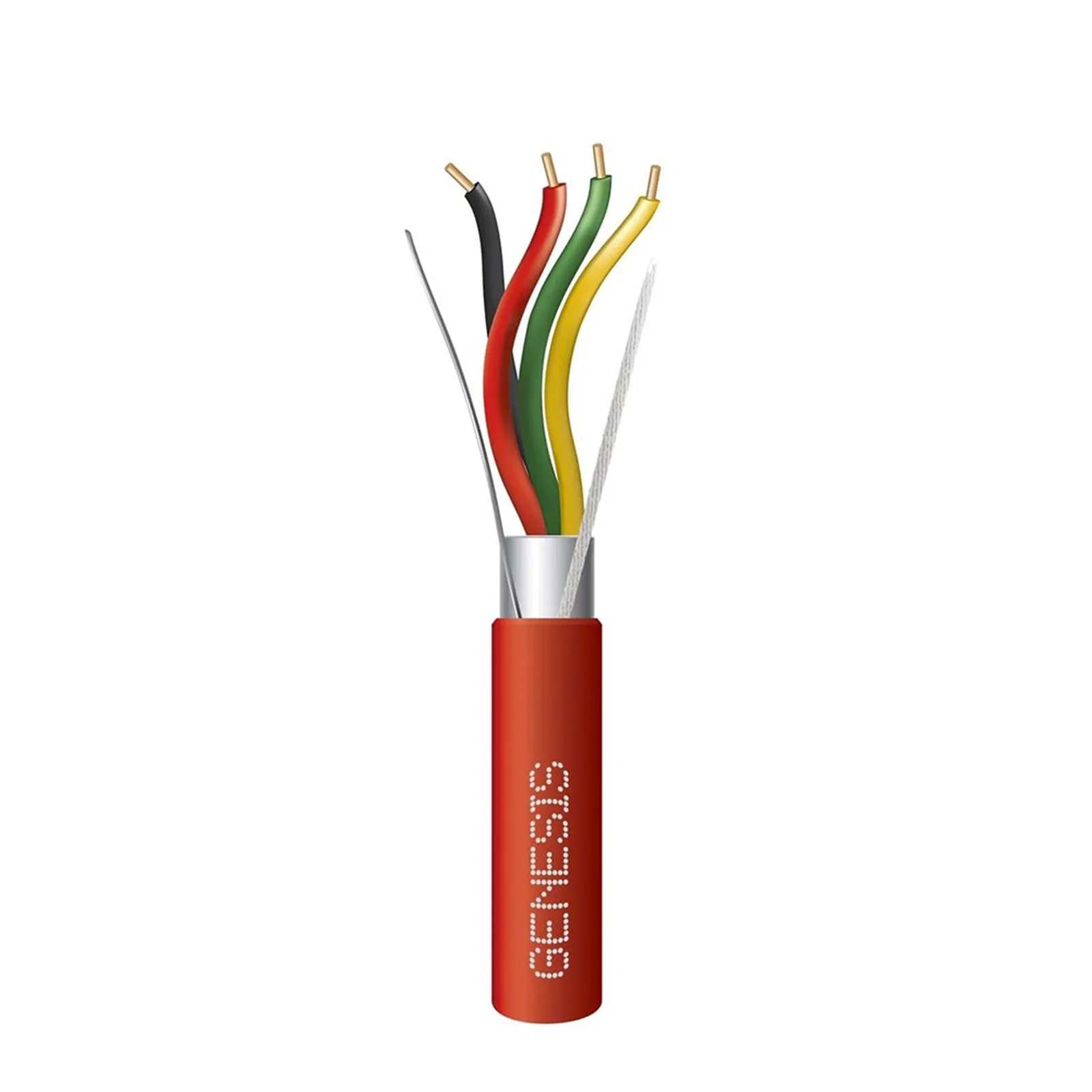 Carrete de 305 Metros (1000 Pies) de Alambre / 4x16 AWG / Blindado / Plenum / Tipo FPLP / Color Rojo / Para Aplicaciones en Sistemas de Detección de Incendio y Sistemas de Evacuación