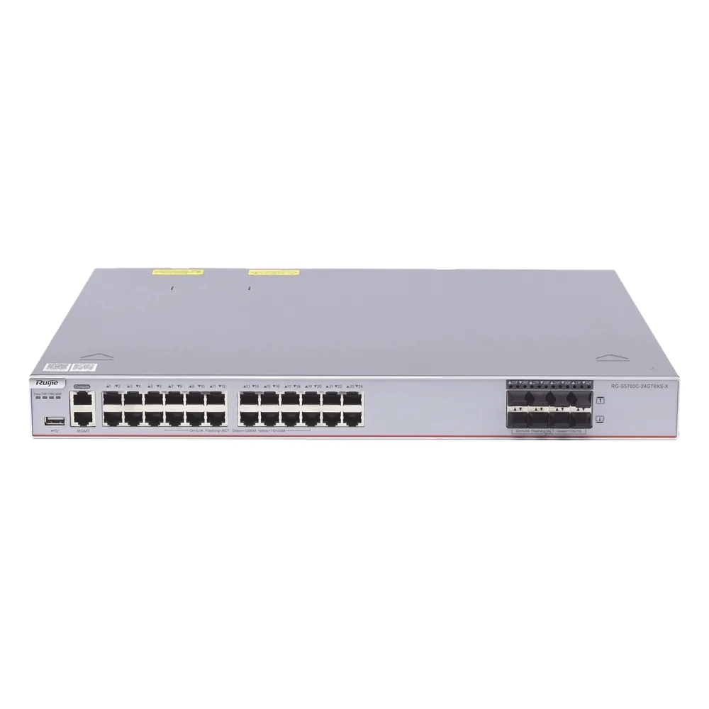 Switch Core Administrable Capa 3 con 24 puertos Gigabit + 8 SFP+ para fibra 10Gb, gestión gratuita desde la nube.