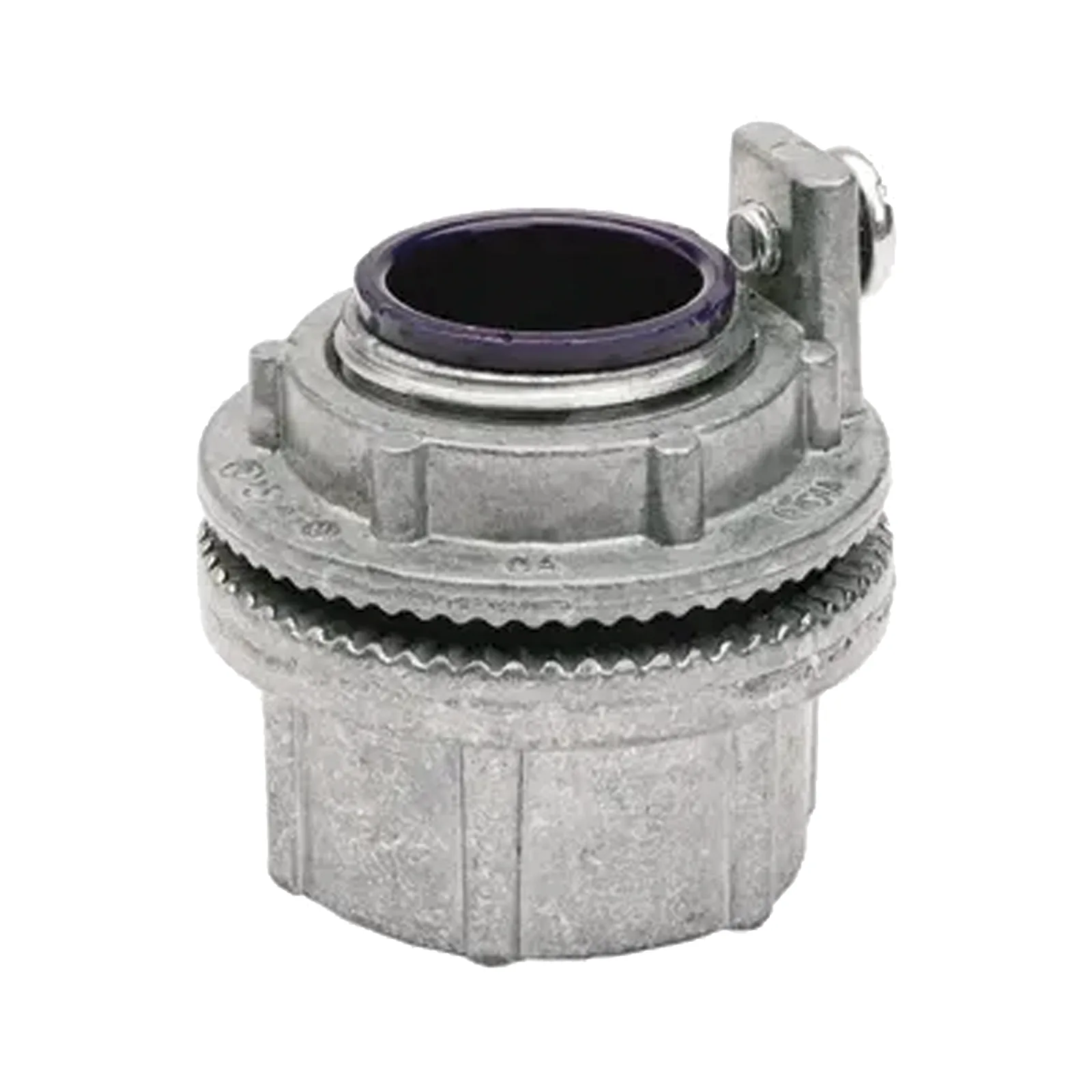Conector Myers de Aluminio de 1 1/2" con tornillo de puesta a tierra, disponible para Áreas Peligrosas Clase 1 División 2 de acuerdo con NEC 501.10.