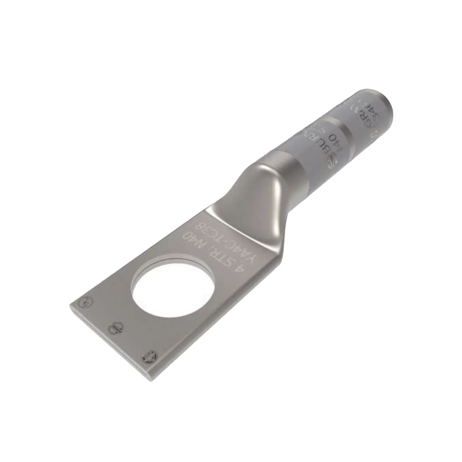 Zapata Terminal de Compresión BURNDY para Tornillo de 1/4" y Calibre 4 AWG /Cañón Largo.