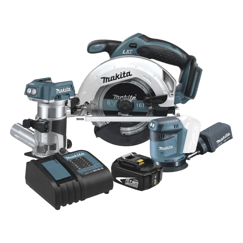 Kit Inalámbrico De Carpintería, Sierra Circular + Router Inalámbrico + Lijadora Orbital