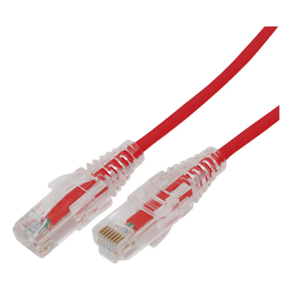 Cable de Parcheo Slim UTP Cat6A - 2 Metros (6.56 Pies) Rojo, Diámetro Reducido (28 AWG)