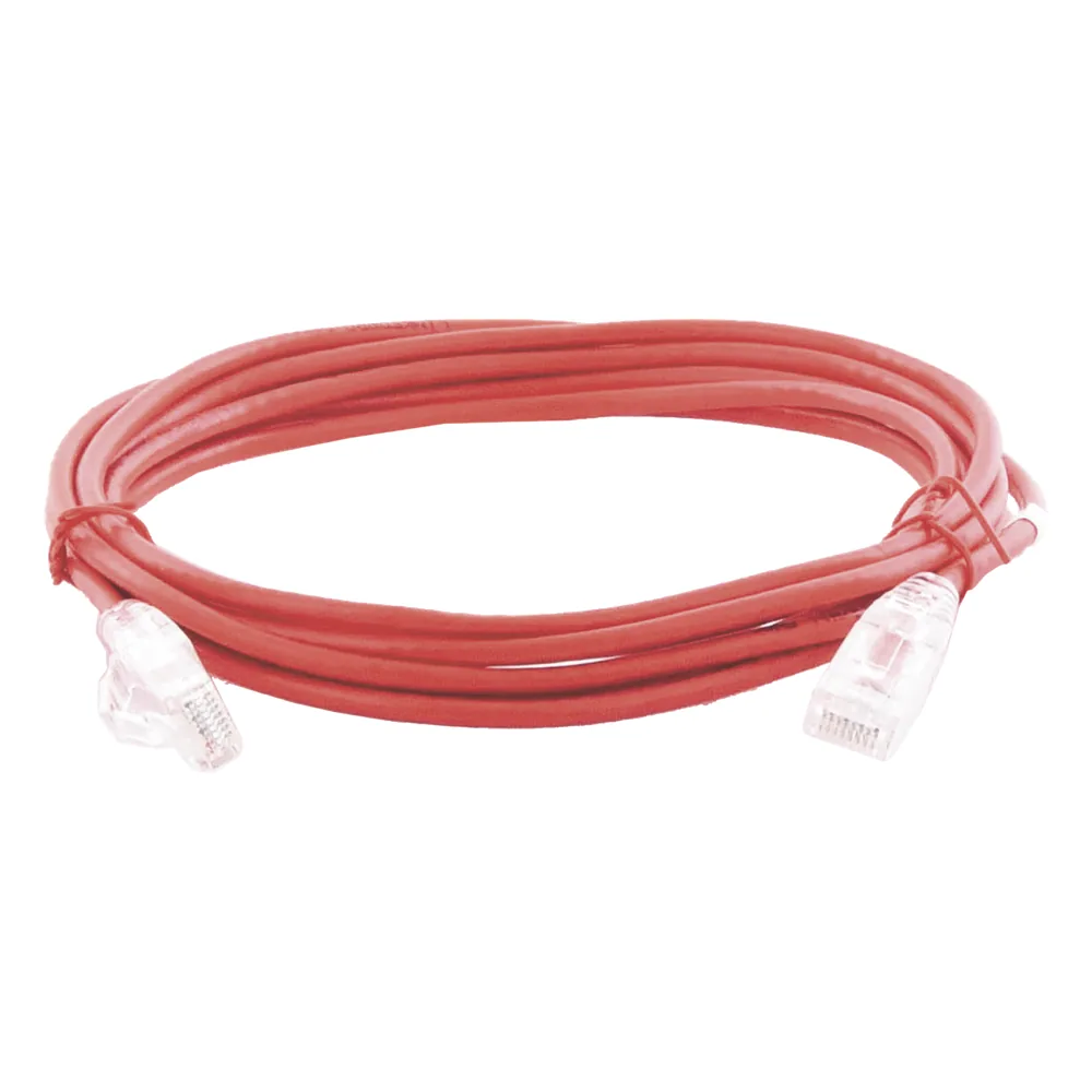 Cable de Parcheo Slim UTP Cat6A - 3 Metros (9.84 Pies) Rojo, Diámetro Reducido (28 AWG)