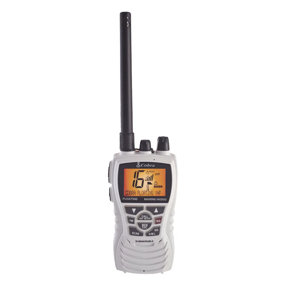 Radio portátil marino, flotante y sumergible con función de eliminación de agua de la bocina mediante vibración, potencia de RF de 6 Watts.